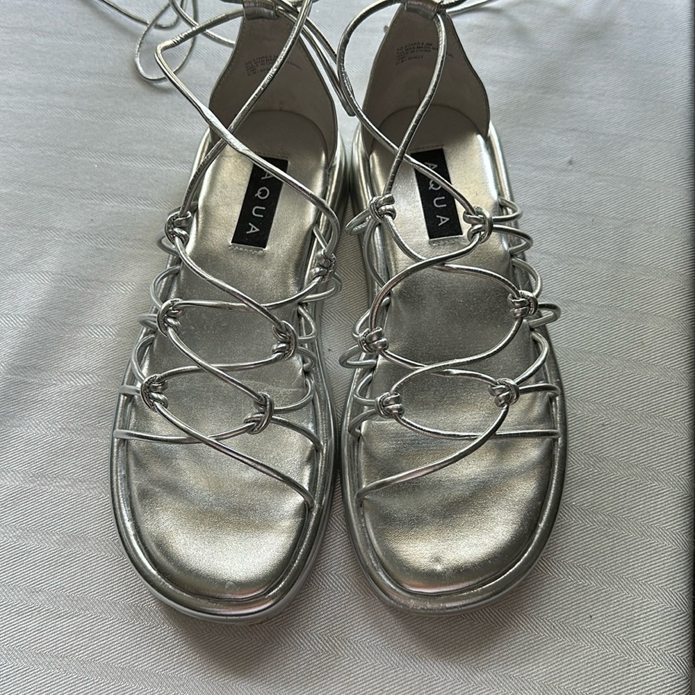 Aqua Silver Strappy Sandals